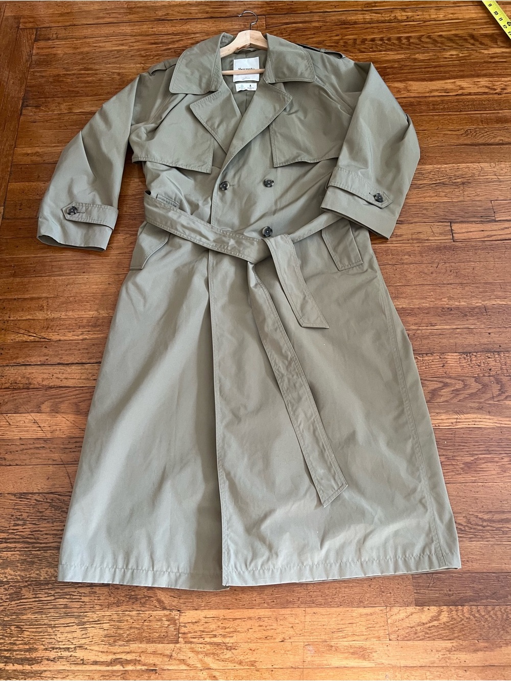 Abercrombie & Fitch Olive Green Double-Breasted Trench Coat